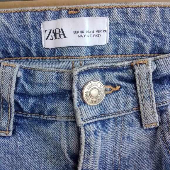 Women's Zara Denim Distressed Style Cotton Jeans Medium Wash - Picture 4 of 13
